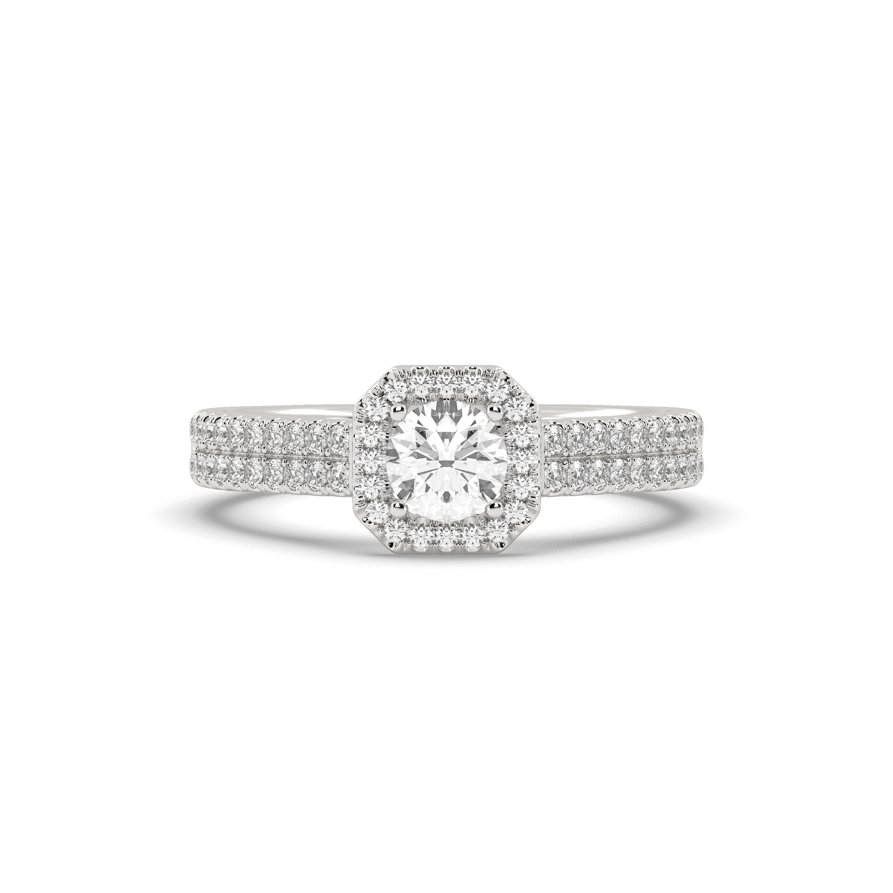 White Gold Studded 1.11 Carat Lab Grown Diamond Ring-E Color VS2 Clarity.